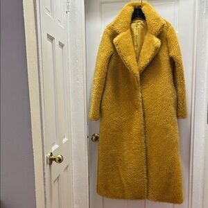 Women's Mustard Yellow Faux Fur Coat